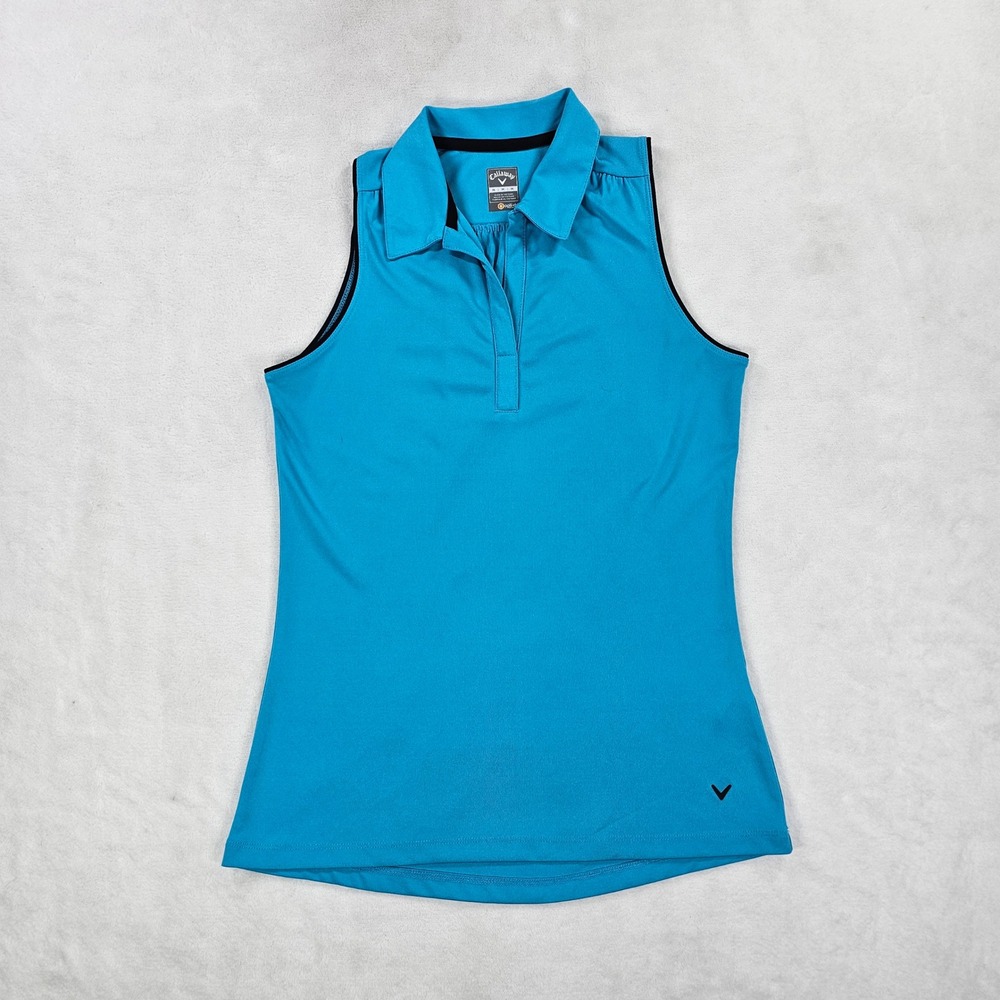 Callaway Womens Opti-Dri Sleeveless Golf Polo Shirt Blue Medium NB1917